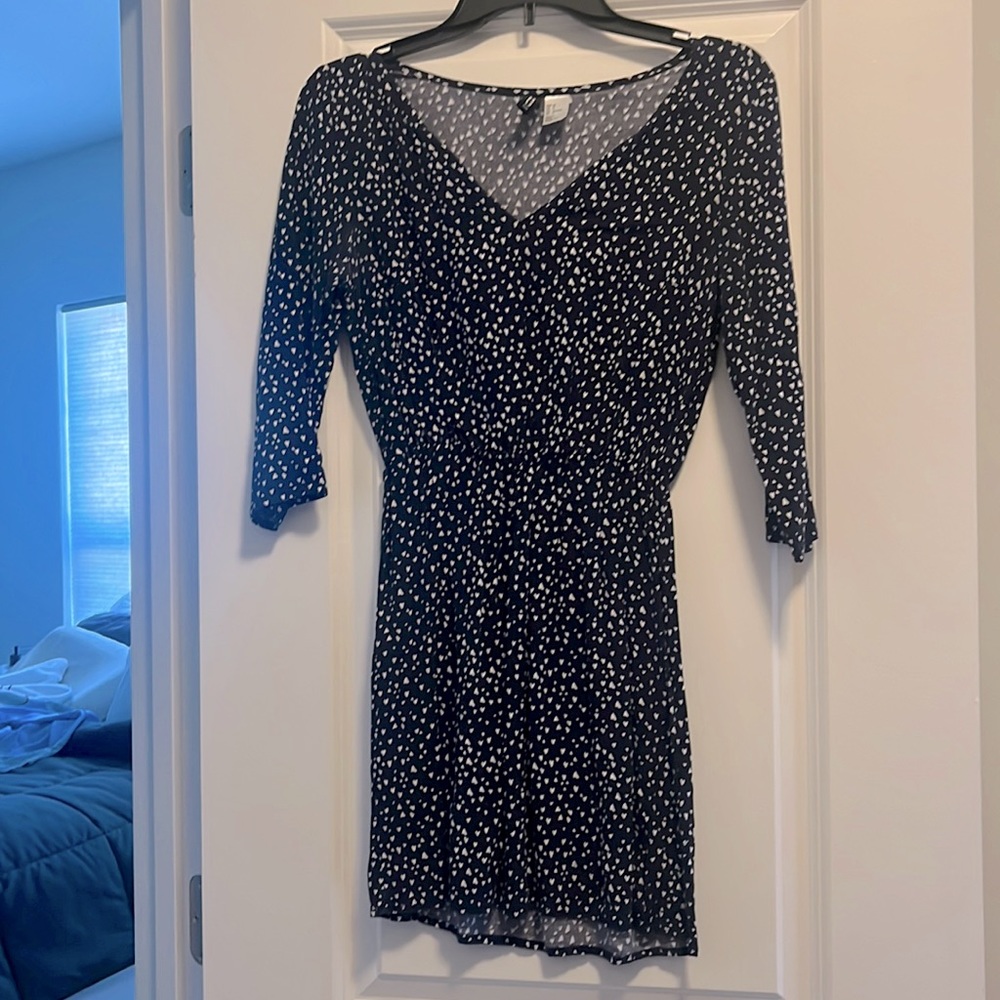 Blue dress with white hearts